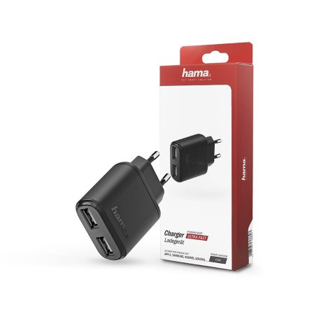 HAMA hálózati töltő adapter 2x USB bemenettel - 12W - HAMA Ultra Fast Charger - fekete