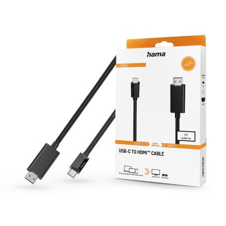 HAMA Type-C - HDMI kábel / adapter 1,5 m-es vezetékkel - HAMA Type-C to HDMI    Cable 4K Ultra HD - fekete