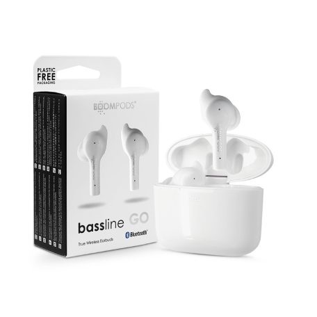 Boompods TWS Bluetooth sztereó headset v5.0 + töltőtok - Boompods Bassline Go TWS with Charging Case - fehér