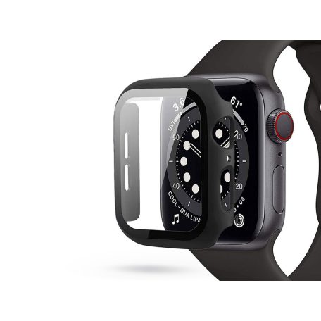 Apple Watch 4/5/6/SE (44 mm) védőtok beépített edzett üveggel - DEFENSE 360 - fekete (ECO csomagolás)