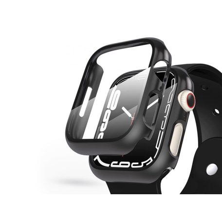 Apple Watch 7/Series 8 (45 mm) védőtok beépített edzett üveggel - DEFENSE 360 - fekete (ECO csomagolás)