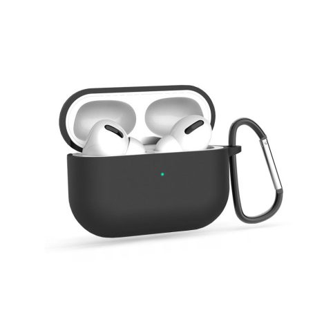 Szilikon védőtok Apple AirPods Pro 1/2 fülhallgatóhoz - fekete - ECO csomagolás