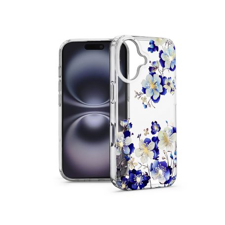 Haffner IMD Floral szilikon tok - Apple iPhone 16 - átlátszó