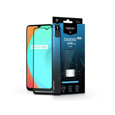 Realme C11/C12/C21 edzett üveg képernyővédő fólia - MyScreen Protector Diamond  Glass Lite Edge2.5D Full Glue - fekete