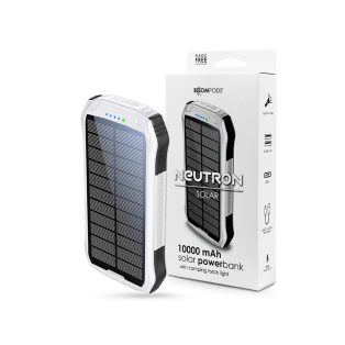   Boompods hordozható külső akkumulátor / power bank - 10.000 mAh - Boompods      Neutron Solar - 2xUSB + Type-C - fehér