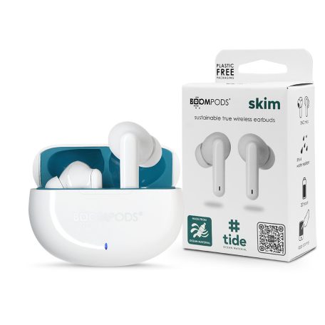 Boompods TWS Bluetooth sztereó headset v5.3 + töltőtok - Boompods Skim Ocean TWS with Charging Case - fehér