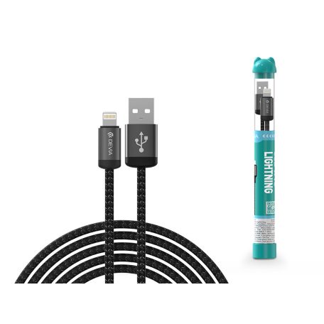 Devia Gracious Series Tube USB/Lightning adat-és töltőkábel 1m - fekete