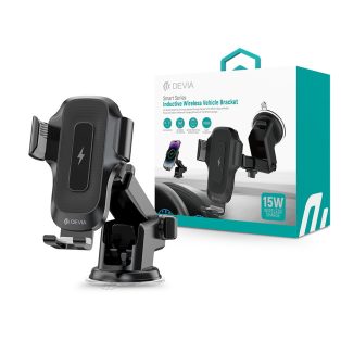   Devia műszerfalra / szélvédőre helyezhető vezeték nélküli autóstöltő/tartó -    Devia Smart Series Inductive Wireless Vehicle Bracket - 15W - Qi szabványos -   fekete