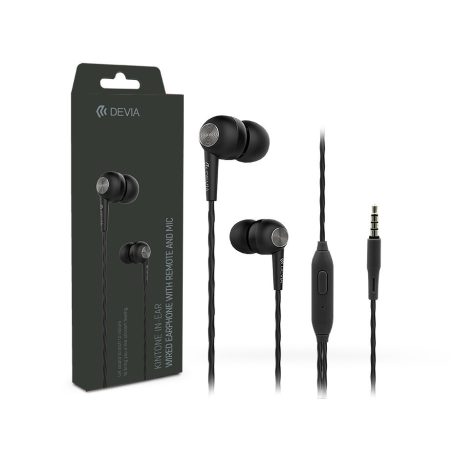 Devia sztereó felvevős fülhallgató - 3,5 mm jack - Devia Kintone In-Ear Wired   Earphones - fekete