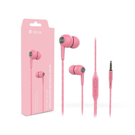 Devia sztereó felvevős fülhallgató - 3,5 mm jack - Devia Kintone In-Ear Wired   Earphones - rózsaszín