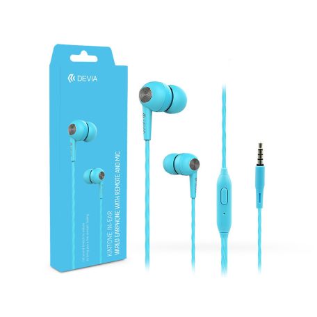 Devia univerzális sztereó felvevős fülhallgató - 3,5 mm jack - Devia Kintone    In-Ear Wired Earphones - kék