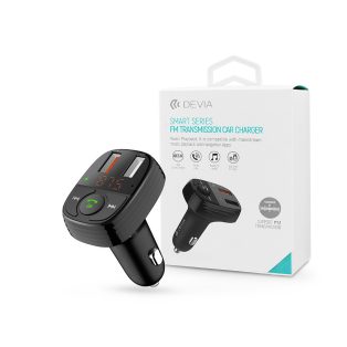   Devia Bluetooth FM-transmitter / szivargyújtó töltő - 2xUSB QC3.0 +             MP3/WMA/WAV/Flac + Pendrive/TF-kártyaolvasó - Devia Smart Series - fekete