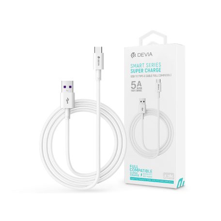 Devia USB - USB Type-C töltő- és adatkábel 1,5 m-es vezetékkel - Devia Shark    Supercharge USB Type-C - 5A - fehér