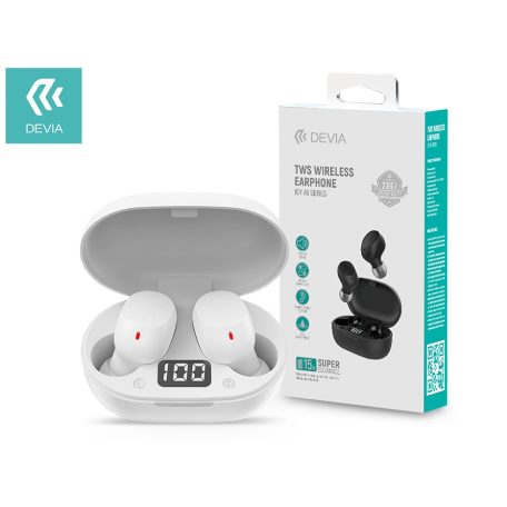 Devia TWS Bluetooth sztereó headset v5.0 + töltőtok - Devia Joy A6 Series True  Wireless Earphones with Charging Case - fehér