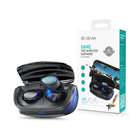 Devia TWS Bluetooth sztereó headset v5.0 + töltőtok - Devia Joy A9 Game Series  True  Wireless Earphones with Charging Case - fekete