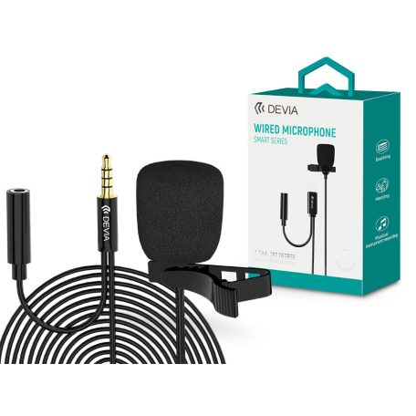 Devia vezetékes influenszer mikrofon - 3,5 mm jack - Devia Smart Series Wired   Microphone - fekete