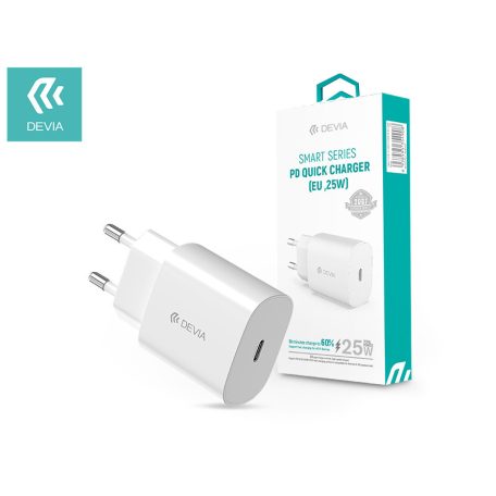 Devia hálózati töltő adapter Type-C bemenettel - 25W - Devia Smart Series PD3.0 Quick Charger - fehér