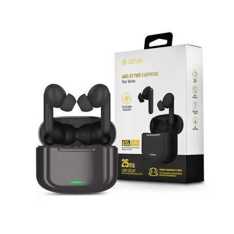 Devia TWS Bluetooth sztereó headset v5.1 + töltőtok - Devia ANC-E1 Star Series  True Wireless Earphones with Charging Case - fekete