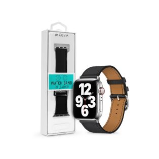   Apple Watch bőr szíj - Devia Elegant PU Leather Watch Band - 38/40/41 mm -      fekete