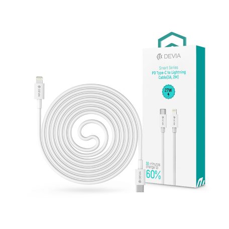 Devia USB Type-C - Lightning adat- és töltőkábel 2 m-es vezetékkel - Devia SmartSeries PD Type-C To Lightning Cable - 27W - fehér