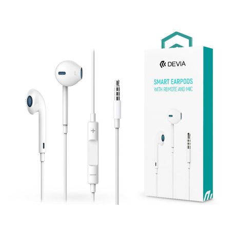 Devia sztereó felvevős fülhallgató - 3,5 mm jack - Devia Smart Earpods - fehér