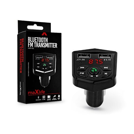 Maxlife Bluetooth FM-transmitter / szivargyújtó töltő - 2xUSB + microSD         kártyaolvasó - Maxlife MXFT-02 - 5V/3.1A - fekete