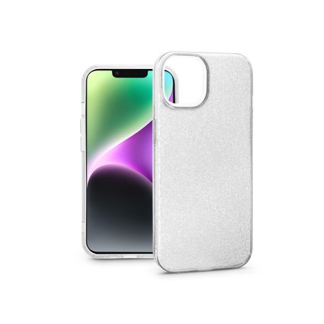 Apple iPhone 14 szilikon hátlap - Glitter - ezüst