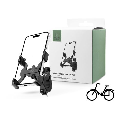 Tech-Protect kerékpárra / motorkerékpárra szerelhető fém telefontartó -         Tech-Protect V3 Universal Bike Mount - fekete