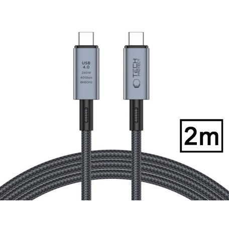 Tech-Protect USB Type-C - USB Type-C adat- és töltőkábel - Tech-Protect         Ultraboost USB 4.0 / 8K / 40 Gbps / PD240 Cable - 240W - szürke