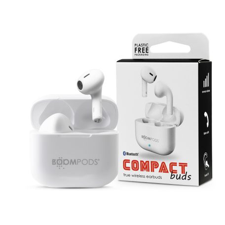 Boompods TWS Bluetooth sztereó headset v5.0 + töltőtok - Boompods Compact Buds TWS with Charging Case - fehér